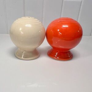 Vintage Fiesta Salt & Pepper Shakers  Orange Cream